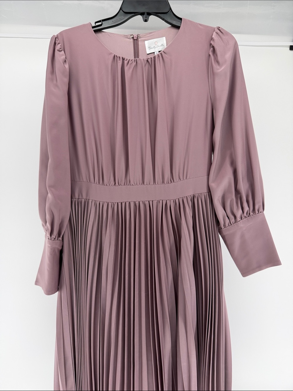 Dainty Jewells Mauve Pleated Long-Sleeve women’s Dress